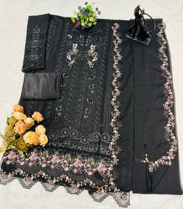 Ensemble Salwar Kameez en Georgette Brodé Vert pour Femme, Style Traditionnel Indien et Pakistanais, Longueur Cheville, Idéal pour Fêtes et Mariages - Product Image 4
