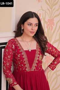 Indian Ethnic Wear Faux Blooming With Sequins and Zari Embroidered Work Anarkali Gowns for Wedding and Festival Wear Gowns - Product Image 4