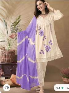 Conjunto de Kurti y Pantalón para Mujer, Diseño de Secuencia de Algodón Shifli de Primera Calidad, Hermoso Trabajo de Espejo Hecho a Mano - Product Image 5