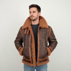 Veste aviateur B3 sur mesure pour homme, en cuir d'agneau, style RAF, écologique, imperméable, vintage, en cuir véritable pour homme - Product Image 4