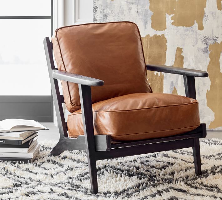Italian style hotel lobby occasional luxury mid century modern leather upholstered accent recliner daiki armchair lounge chair