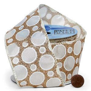 Floral Style Glitter Bubbles Satin Wired <b>Ribbon</b> Roll Linen Polyester and Silk for Birthday Decorations - Product Image 2