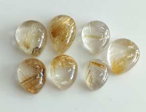 อัญมณีทรงลูกแพร์ทรงหลวมทำจากหินควอตซ์อัญมณีสีทองธรรมชาติ100% สำหรับทำเครื่องประดับทำกุหลาบสีเขียว - Product Image 2