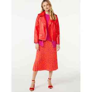 UNIQUE GYM WEAR Chaqueta de Cuero Sintético para Mujer, Exterior de Cuero Genuino, Impermeable, Resistente al Viento, Reversible, con Bolsillos Personalizables - Product Image 2