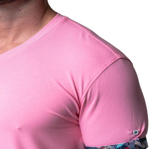 Camisetas básicas lisas con cuello en V de algodón de alta calidad para hombre, camiseta de microfibra estampado con logotipo personalizado - Product Image 2