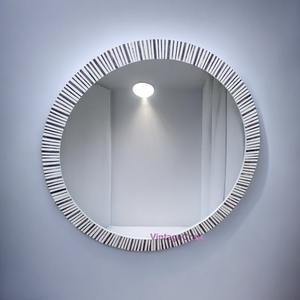 Espejo de Pared Redondo Hecho a Mano con Incrustaciones de Nácar y Hueso, Estilo Industrial Ecológico, Marco Decorativo de Alta Calidad para Decoración del Hogar - Product Image 6