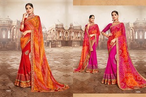 Saree de fiesta moderno de poliéster puro con borde de encaje Gotta Pati y borlas Reversible y sin arrugas - Product Image 3