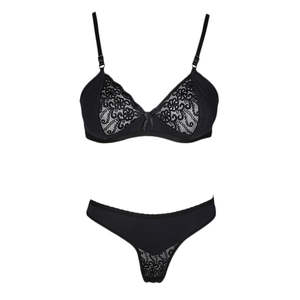 Ensemble soutien-gorge et culotte pour femme - Noir - Product Image 1