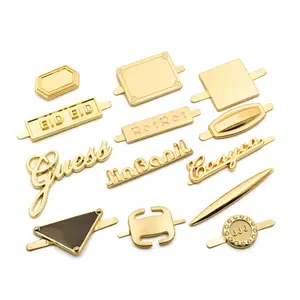 Custom metal logo label tags gold filled charms for clothes bags