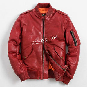 Blouson aviateur en cuir pour homme, style décontracté vintage, en cuir véritable, classique, sur mesure, vente en gros, OEM - Product Image 2