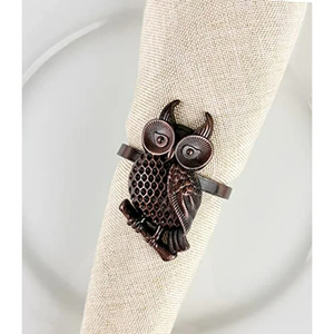 Juego de 4 servilleteros con diseño de animales plateados, servilleteros de Metal de búho Vintage, organizador de pañuelos de mesa para suministros de restaurante de Hotel - Product Image 3
