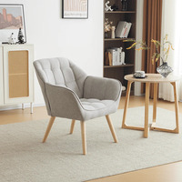 Fauteuil Matilda en teck massif, revêtement en velours moderne, multifonctionnel pour salon, appartement, hôtel, couleur beige brun
