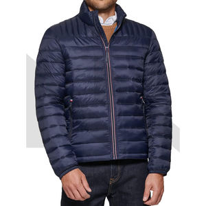 Venta al por mayor de ropa de calle de invierno para hombres chaqueta acolchada estilo de moda con cuello alto impermeable cálido tela de lona acolchada - Product Image 1