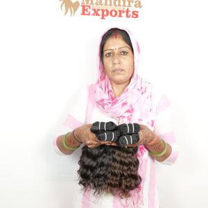 100% Extensions de cheveux humains vierges indiens à double trame alignée sur les cuticules style par le fabricant indien de cheveux humains ondulés noirs naturels - Product Image 3