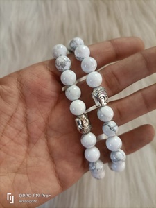 Natural Howlite 8mm Bead <b>Bracelet</b> with Buddha Charm Crystal Healing <b>Stretch</b> <b>Bracelet</b> Meditation Jewelry Wholesale - Product Image 3
