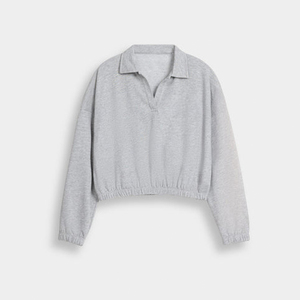 Sweat-shirt à col en V gris clair pour femme d'hiver, taille élastique, logo personnalisé, écologique, fabriqué au Pakistan, sweat-shirt pour femme - Product Image 1