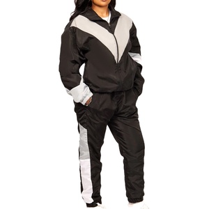 High Quality Women Autumn Casual Ladies Jogger Set Neon <b>Black</b> Grey Two Piece Set <b>Windbreaker</b> Girls Customized MADE BY HS 2026 - Product Image 1