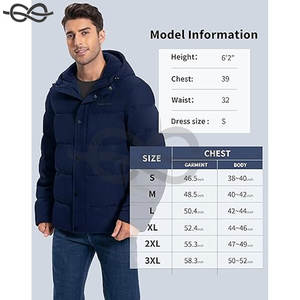 Abrigo de invierno para hombre, chaqueta acolchada cálida, impermeable, grueso, aislado, a prueba de viento, con capucha, Abrigo acolchado para clima frío - Product Image 6