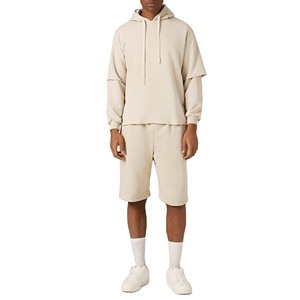 Conjunto de Sudadera con Capucha y Pantalones Cortos Casuales de Verano para Hombre, 100% Algodón Transpirable, Opciones OEM y ODM, Conjuntos Combinados a la Moda - Product Image 1