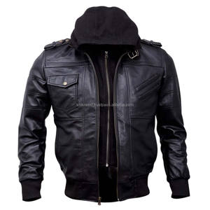 Veste de course moto unisexe en cuir véritable avec capuche amovible, motif imprimé, tailles plus grandes disponibles, en peau d'agneau cirée marron - Product Image 3