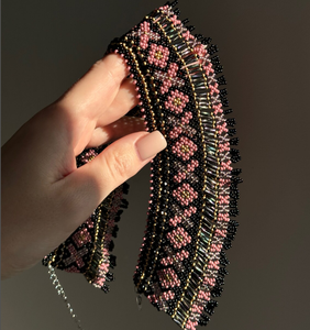 Trendy High Quality Unique Western Beaded <b>Scarf</b> Necklace, Fringe Beaded Bandana - Product Image 1