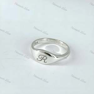 925 Sterling Silver Dainty <b>Initial</b> <b>Ring</b> Handmade Custom Alphabet Letter <b>Ring</b> Classic Wedding First Letter <b>Ring</b> - Product Image 3