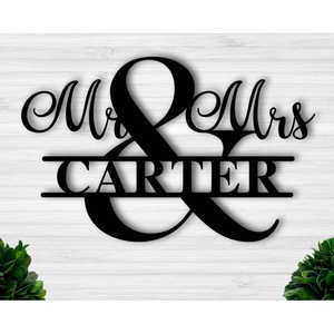 Decoración de Pared Personalizada con Monograma de Sr. y Sra., Compuesto de Aluminio, Negro/Blanco, 12x12 y 24x24 Pulgadas, Elegante Adorno para Bodas - Product Image 2