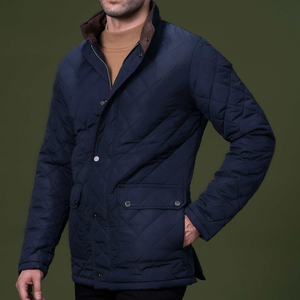 Veste longue matelassée personnalisable par le fabricant direct, col montant, manches longues, style urbain d'hiver, vêtements de neige, ODM haut de gamme, bleu - Product Image 1