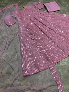 ชุดเดรสยาวสำหรับผู้หญิงชุดเดรสสำหรับงานแต่งงานผ้าจอร์เจียสังเคราะห์พร้อมลำดับและงานกระจก - Product Image 4