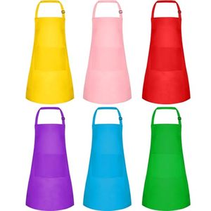 BOUBONI Lot de 6 tabliers réglables sans manches <span class=keywords><strong>pour</strong></span> enfants avec 2 poches <span class=keywords><strong>pour</strong></span> <span class=keywords><strong>la</strong></span> cuisine, <span class=keywords><strong>la</strong></span> pâtisserie, <span class=keywords><strong>la</strong></span> <span class=keywords><strong>peinture</strong></span> et l'artisanat (6 couleurs) - Product Image 1