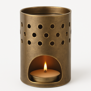 VENTA CALIENTE Portavelas de metal perforado dorado con luz de té Decoración de lujo para el hogar e iluminación moderna - Product Image 3