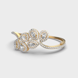 Pulsera Floral con Diamantes en Forma de Pera y Redondos con Certificación IGI en Oro Amarillo/Blanco y Rosa de 18K - Product Image 2