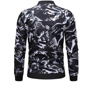 Veste d'université coupe-vent pour hommes bonne qualité veste de baseball en cuir à manches courtes avec col montant toile tissu en gros - Product Image 6