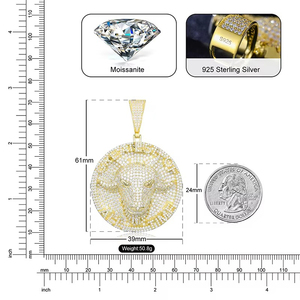 Đầy Đủ Các Moissanite Cá Tính Động Vật Đầu Dê Vòng Cổ Hip Hop Mặt Dây Chuyền Cho Nam Giới Và Phụ Nữ Trong Mạ Vàng 925 Sterling Silver Bạc - Product Image 5