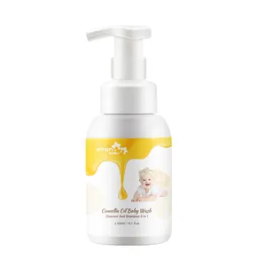 Private Label Camellia Olie Baby Cleanser Body Wash En Shampoo 3 In 1 100% Natuurlijke Biologische Baby Bubble Bad En Body Wash