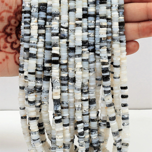 Perles de pierres précieuses en opale dendritique naturelle, forme de pneu lisse, 16 pouces, 4 mm-6 mm, opale dendritique, forme de roue simple, perles pour la fabrication de bijoux - Product Image 5