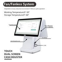 Système de point de vente intelligent à double écran 15,6 et 15,6 pouces, Win10/11, système tout-en-un à écran tactile, machine de facturation avec imprimante et ensemble de caisse