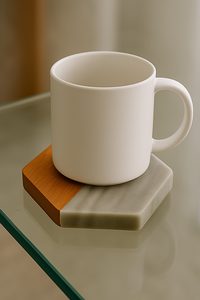 Marble Wood Hexagonal Coaster Tabletop <b>Protector</b> and Cup Holder for Multiple Cup coaster Wooden kitchen accessories for decor - Product Image 3