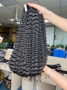 Extensions de cheveux Remy humains 100% Super Double Drawn Deep Curly Natural Wave Skin Weft Bundles de cheveux - Product Image 3