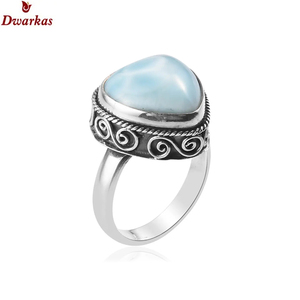 Bijoux en gros design classique 925 bague en argent sterling massif larimar pierre précieuse - Product Image 6