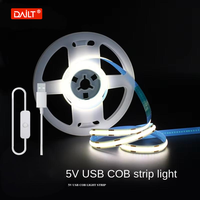 Bande LED COB 5V avec Interface USB, Télécommande, Auto-adhésive, en Cuivre 8mm, pour Ambiance de Fond de Fenêtre, TV, Ordinateur