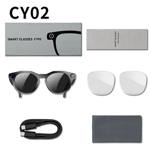 แว่นตาอัจฉริยะ CY02 กล้องคู่ 13MP วิดีโอ 1080P แปลภาษาแบบเรียลไทม์ด้วย AI ตัดเสียงรบกวน ฟังเพลง โทรออก ควบคุมผ่านแอป - Product Image 1