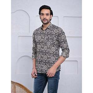 Chemise décontractée 100 % coton imprimée à manches longues, col mandarin, tissu popeline, style semi-formel, tailles XL 3XL, respirante - Product Image 4