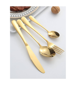 Ensemble de couverts décoratifs en laiton avec cuillère et design élégant en acier miroir pour la maison, la cuisine et la salle à manger - Product Image 3