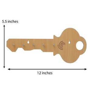 Porte-clés mural suspendu en bois de couleur naturelle écologique, organisateur de rangement pour la maison avec un support de crochet élégant - Product Image 2