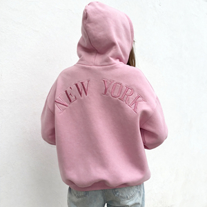 Sweat-shirt à capuche oversize pour femme, style streetwear, épaules tombantes, hiver, coton lourd, molleton, broderie, pull ample - Product Image 4