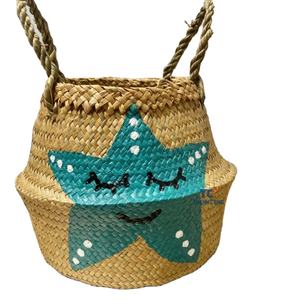 Panier de ventre d'herbe de mer naturelle écologique de vente chaude paniers de rangement multifonctions pliables pour la salle de bain ou l'utilisation de boissons - Product Image 1