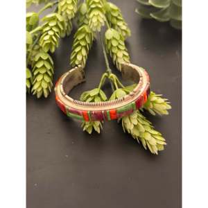 Old Pawn Thomas Francisco Vintage Multi-Stone and Sterling <b>Silver</b> Cobblestone <b>Cuff</b> <b>Bracelet</b> Fashionable Vintage <b>Cuff</b> <b>Bracelets</b> - Product Image 1