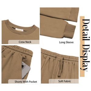 Conjuntos de pijama para mujer, conjuntos de dos piezas, sudaderas de manga larga, conjuntos de salón, Tops y pantalones cortos informales, trajes de otoño - Product Image 5