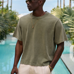 Camiseta de gran tamaño con lavado ácido para hombre con logotipo personalizado Camiseta de alto rendimiento 100% algodón con lavado corto - Product Image 6